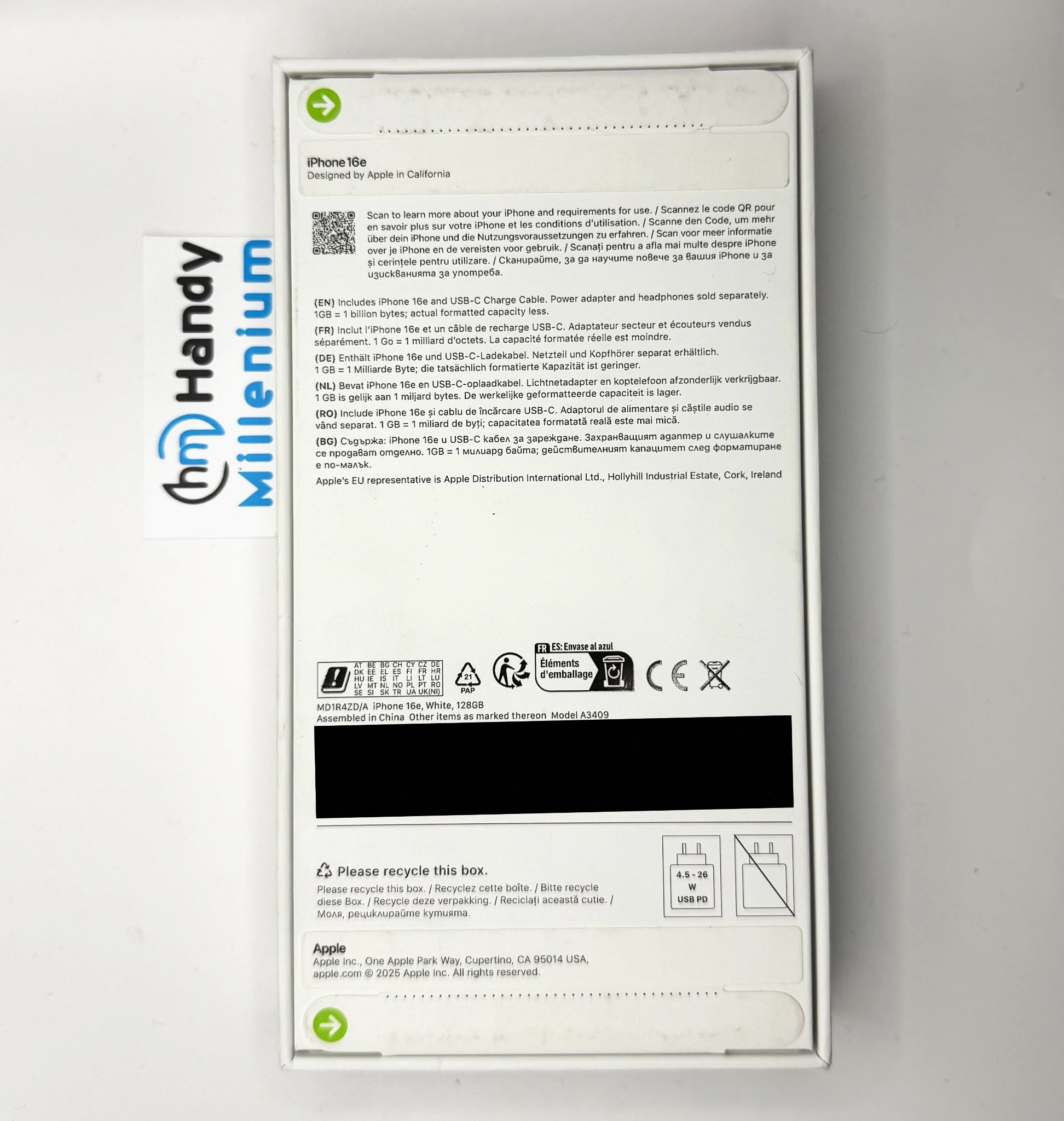 iphone 16e White 128Gb_2 neue Handy Millenium Amstetten